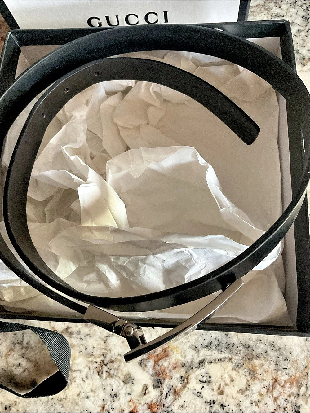 Gucci Black Leather Belt Waist 34